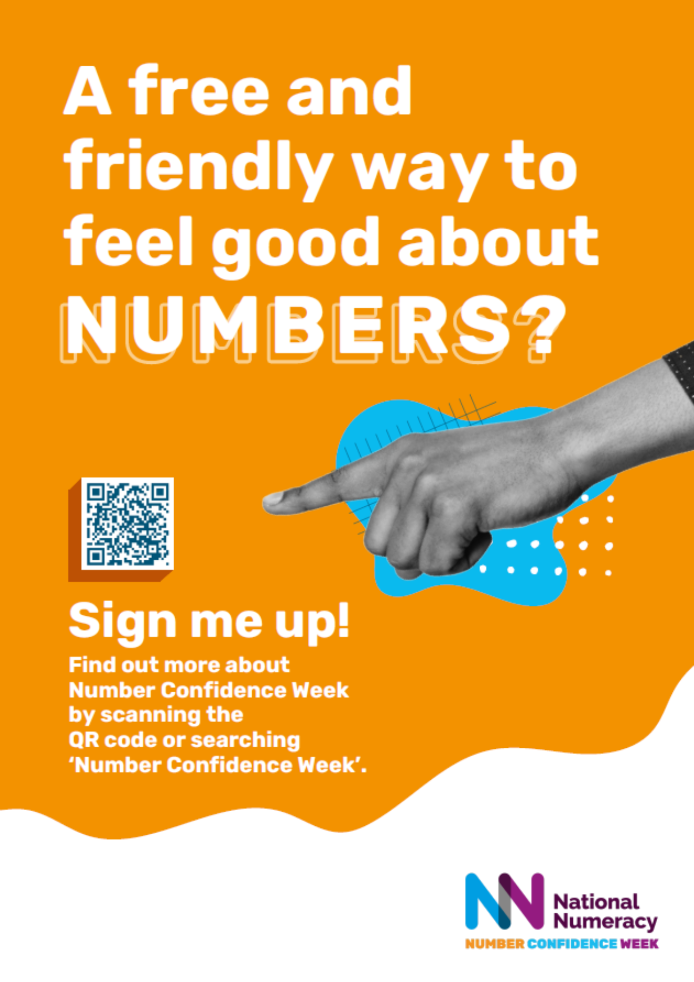 a poster about number confidence that reads ' a free and friendly was to feel good about numbers'