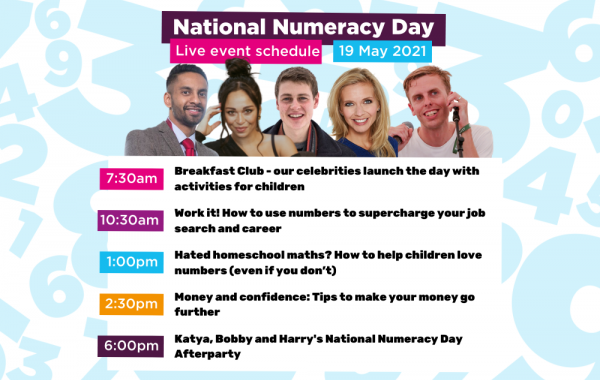 Image showing the live events schedule on National Numeracy Day - all information is included in the article