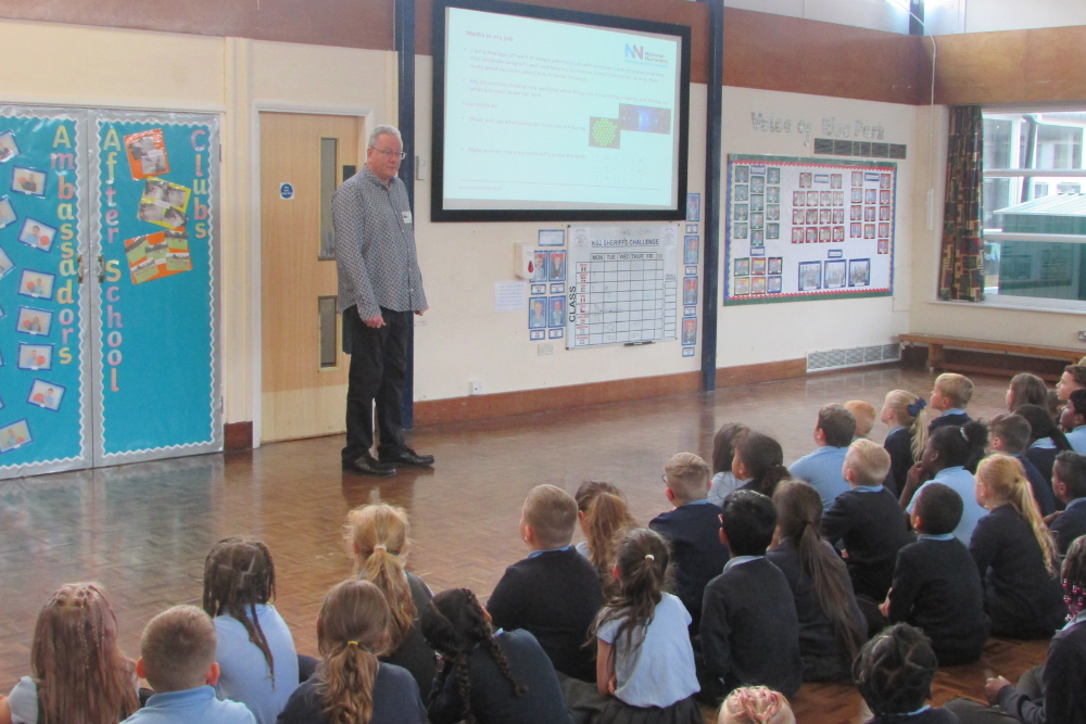 Volunteer delivering an assembly