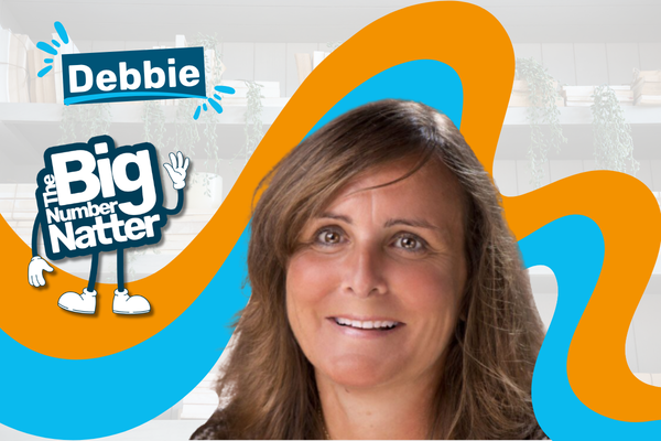 Photo of Debbie with the Big Number Natter logo