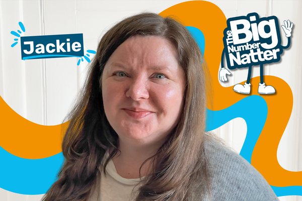 Photo of Jackie with the Big Number Natter logo