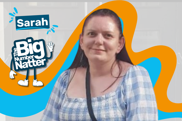 Photo of Sarah with the Big Number Natter logo