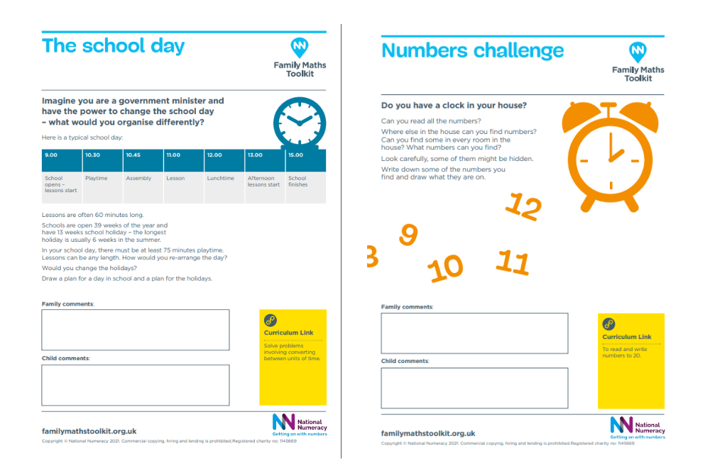 Two examples of maths scrapbook activities
