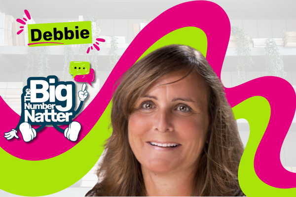 Photo of Debbie with the Big Number Natter logo