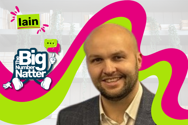 Photo of Iain with the Big Number Natter logo