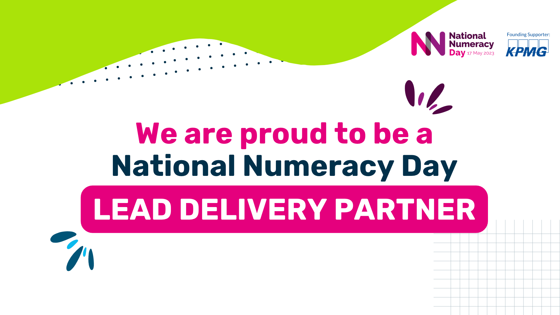 Graphic saying "We are proud to be a National Numeracy Day Lead Delivery Partner"