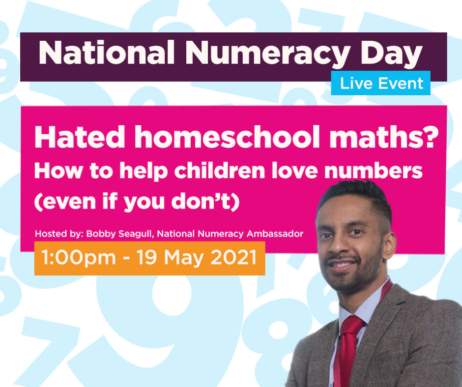 Promo graphic for the "Hated homeschool maths?" event