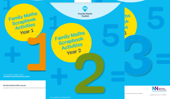 Family Maths Toolkit scrapbook activity blue book covers