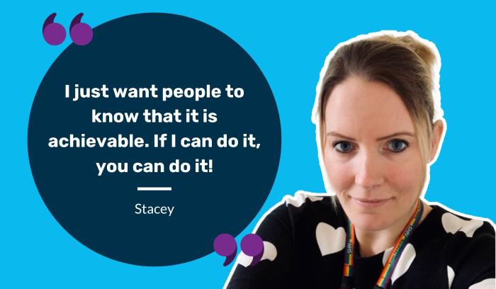 Empowering quote from Stacey, a National Numeracy Challenge user for Functional Skills. Her quote says "I just want people to know that it is achievable. If I can do it, you can do it!"