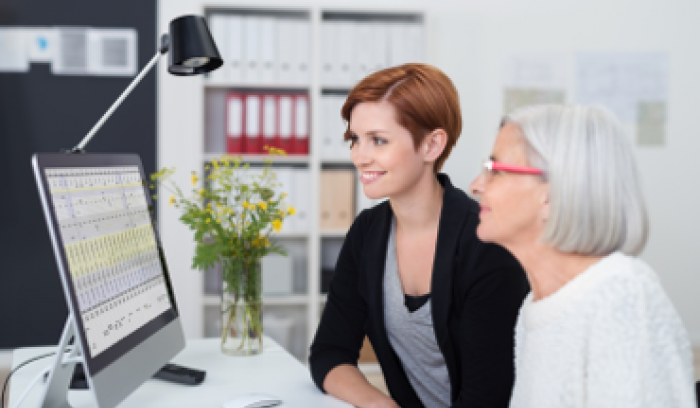 Women using computer