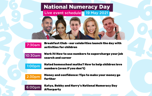 Image showing the live events schedule on National Numeracy Day - all information is included in the article