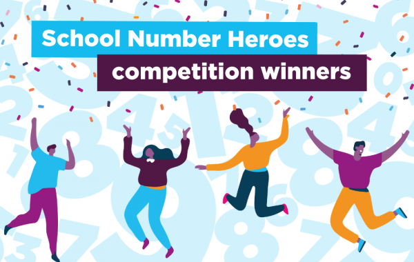Graphic saying "School Number Heroes competition winners"