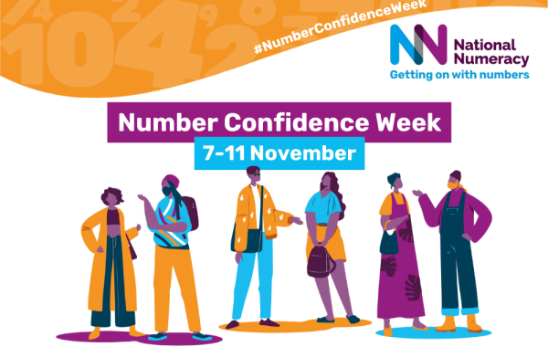 Graphic of people talking, with text saying "Number Confidence Week, 7-11 November"