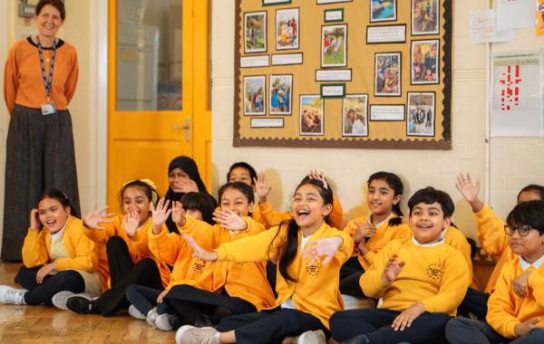 Children in a National Numeracy assembly