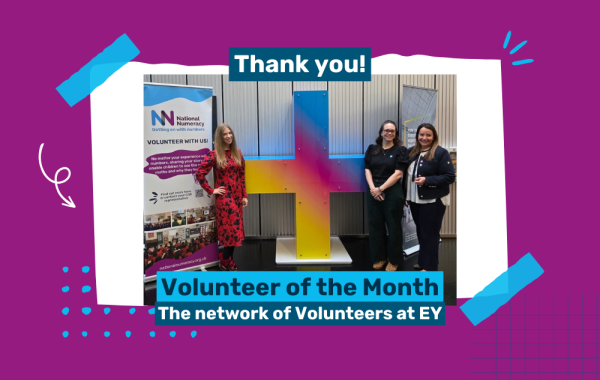 Photo of National Numeracy's Suzie Dale with EY volunteers