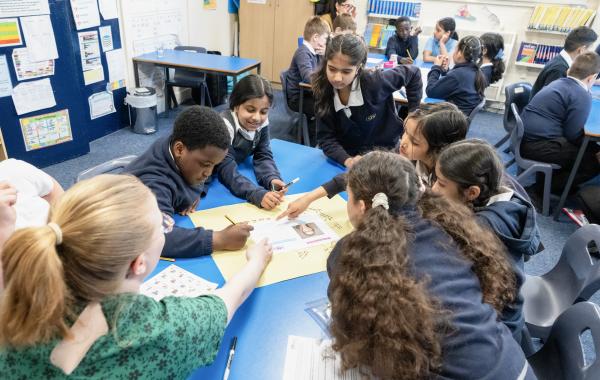 School pupils taking part in a Maths in the Real World class activity