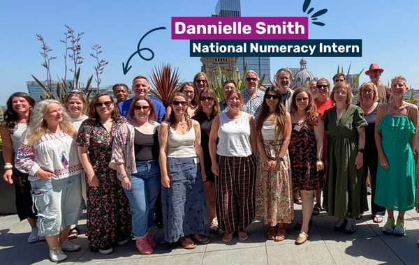 Team photo with an arrow pointing to Dannielle