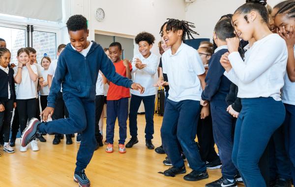 boy dancing at school