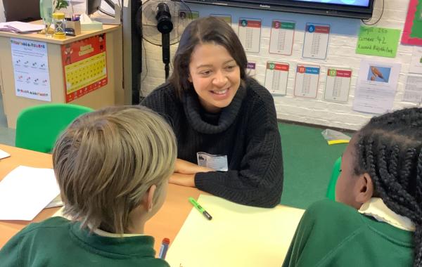 Volunteer taking part in classroom session