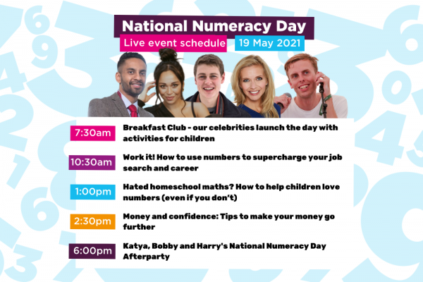 Image showing the live events schedule on National Numeracy Day - all information is included in the article