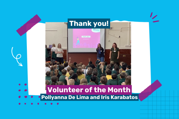 Photo of Pollyanna and Iris delivering an assembly
