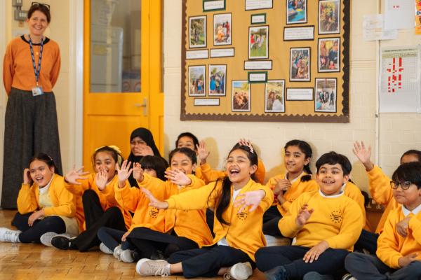 Children in a National Numeracy assembly