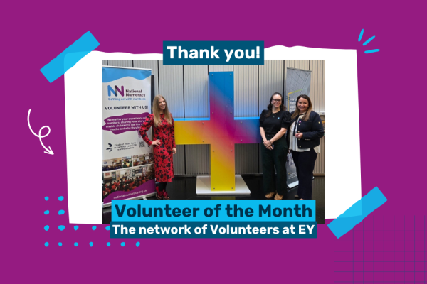 Photo of National Numeracy's Suzie Dale with EY volunteers