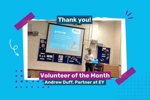 Volunteer Andrew Duff delivering an assembly