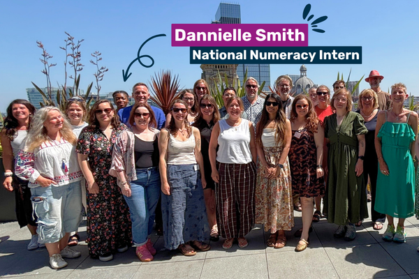 Team photo with an arrow pointing to Dannielle
