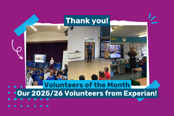 Photos of Experian volunteers delivering school sessions